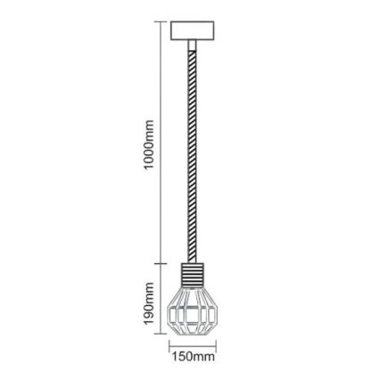 Lampadario a sospensione con filo 1xE27/60W/230V diametro 15 cm