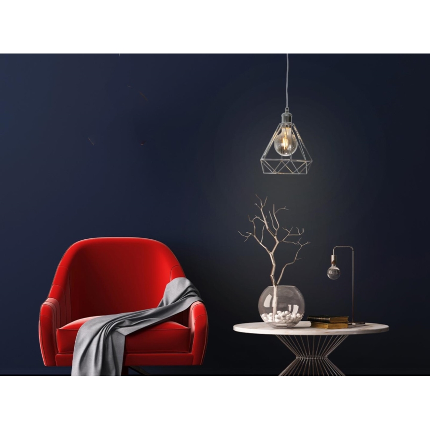 Lampadario a sospensione con filo 1xE27/60W/230V diametro 22 cm cromo lucido