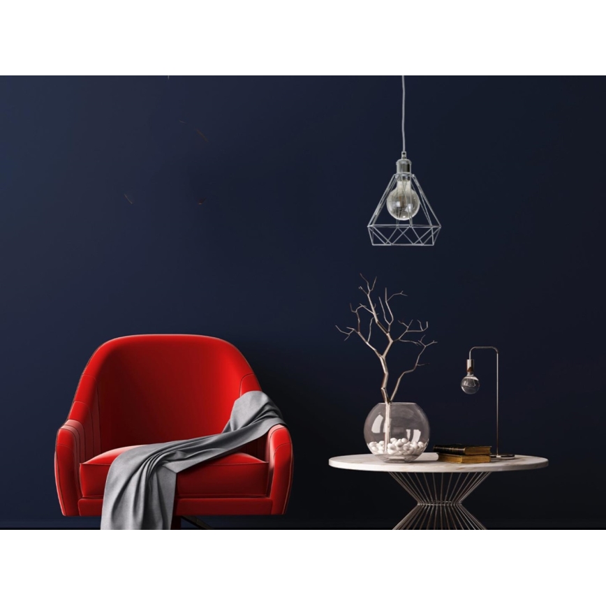 Lampadario a sospensione con filo 1xE27/60W/230V diametro 22 cm cromo lucido
