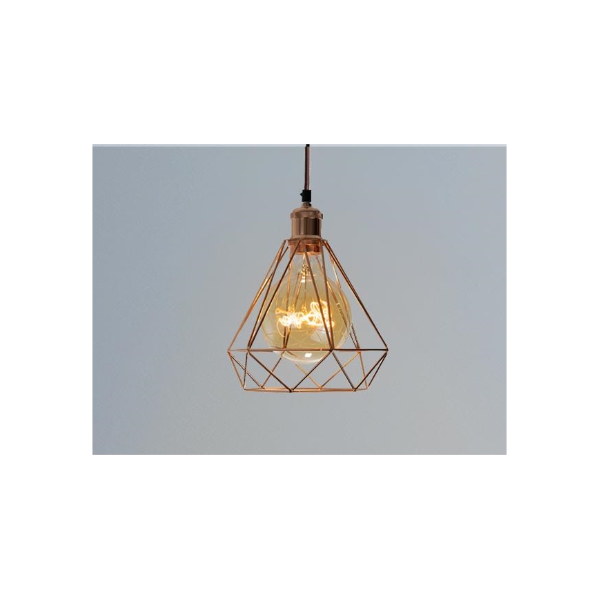 Lampadario a sospensione con filo 1xE27/60W/230V diametro 22 cm rame