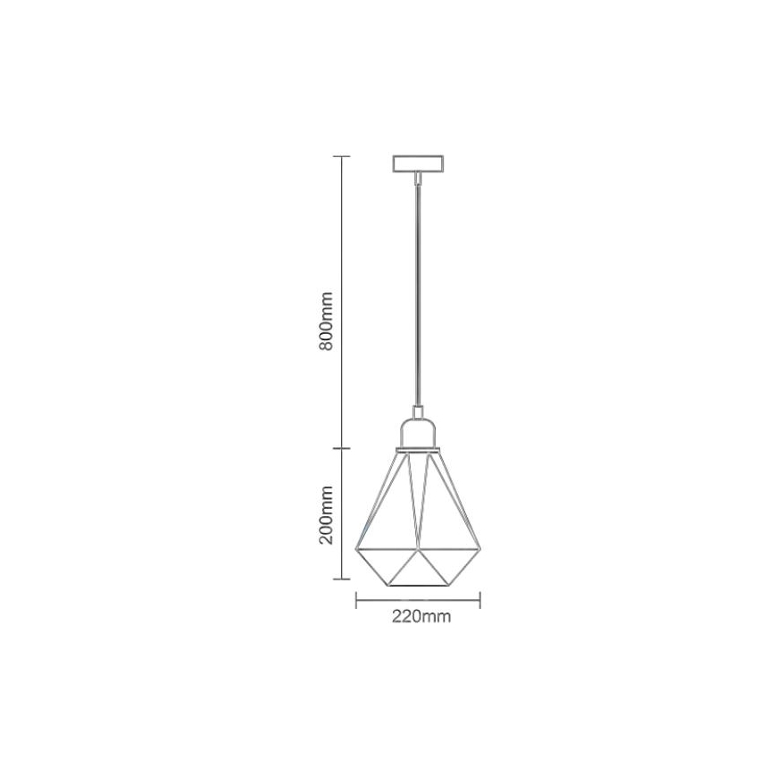 Lampadario a sospensione con filo 1xE27/60W/230V diametro 22 cm rame