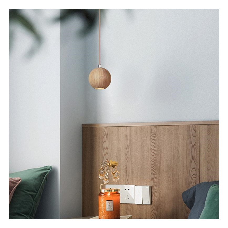 Lampadario a sospensione con filo 1xGU10/10W/230V cenere/legno solido marrone