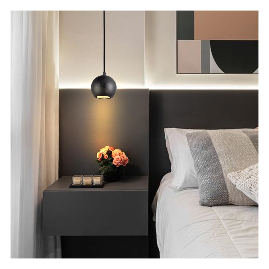 Lampadario a sospensione con filo 1xGU10/10W/230V cenere/legno solido nero