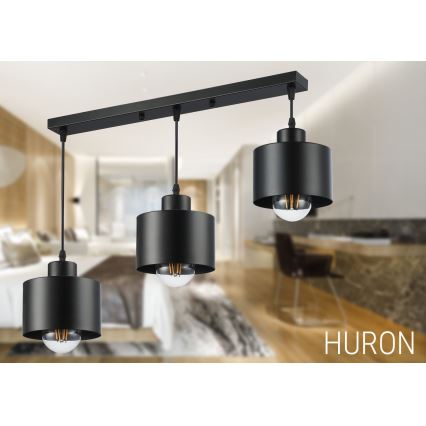 Lampadario a sospensione con filo 3xE27/35W/230V nero
