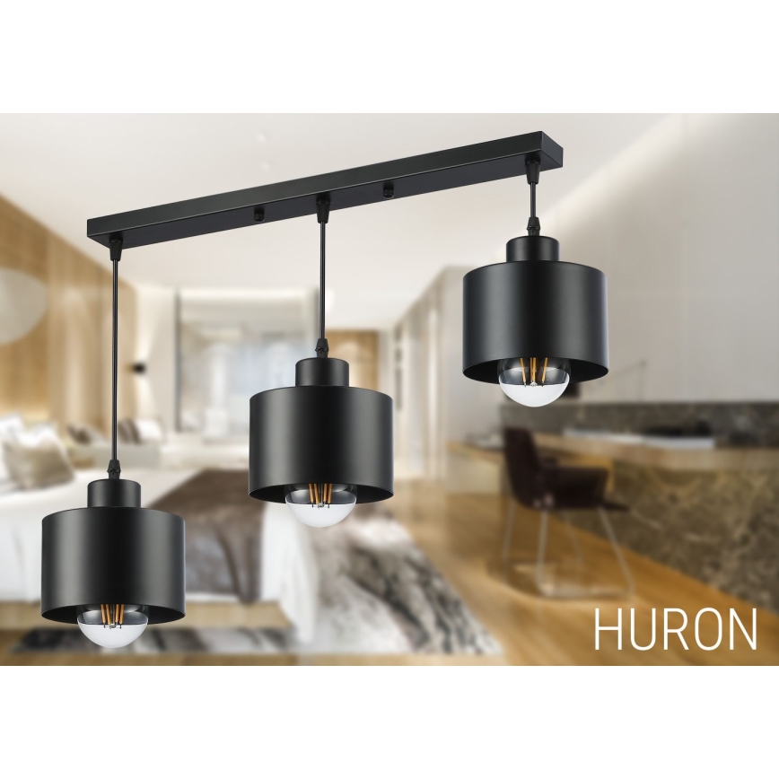 Lampadario a sospensione con filo 3xE27/35W/230V nero