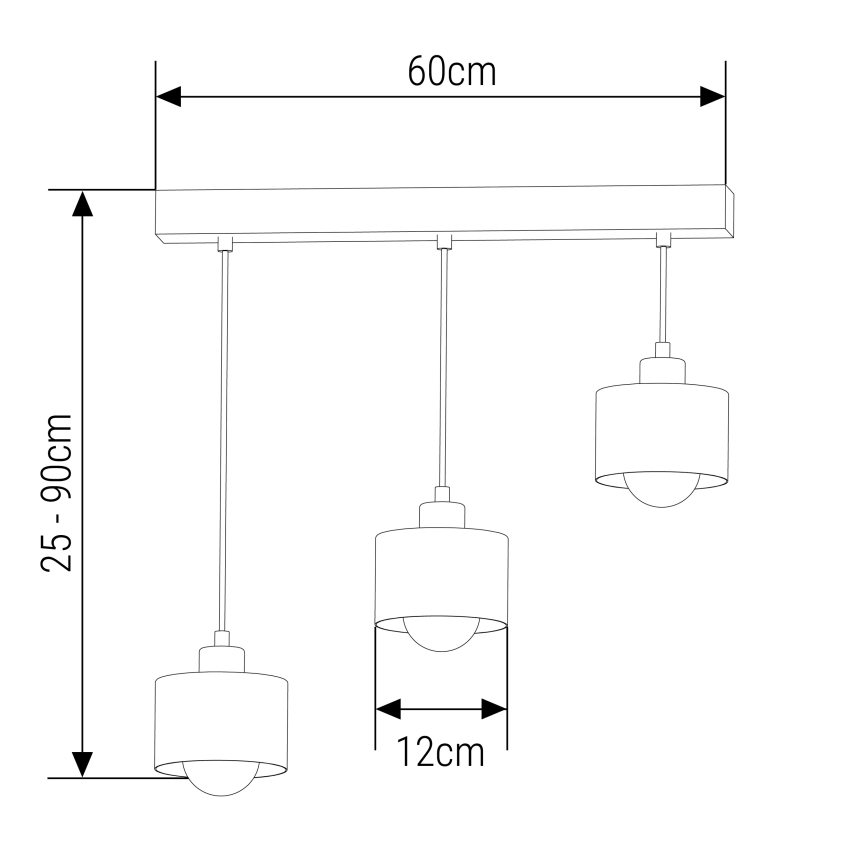 Lampadario a sospensione con filo 3xE27/35W/230V nero