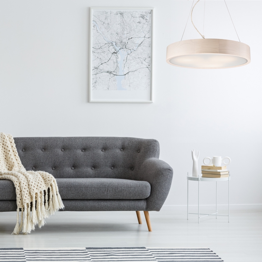 Lampadario a sospensione con filo 3xE27/60W/230V ø 47 cm pino - FSC certificato