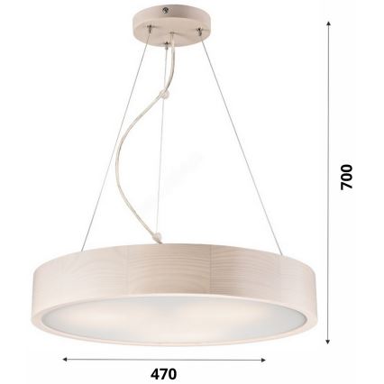Lampadario a sospensione con filo 3xE27/60W/230V ø 47 cm pino - FSC certificato
