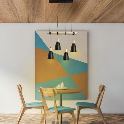 Lampadario a sospensione con filo 4xE27/60W/230V nero