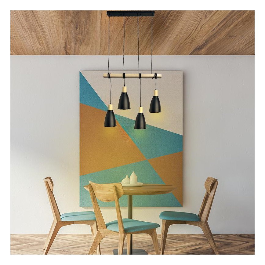 Lampadario a sospensione con filo 4xE27/60W/230V nero