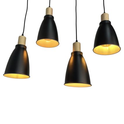 Lampadario a sospensione con filo 4xE27/60W/230V nero