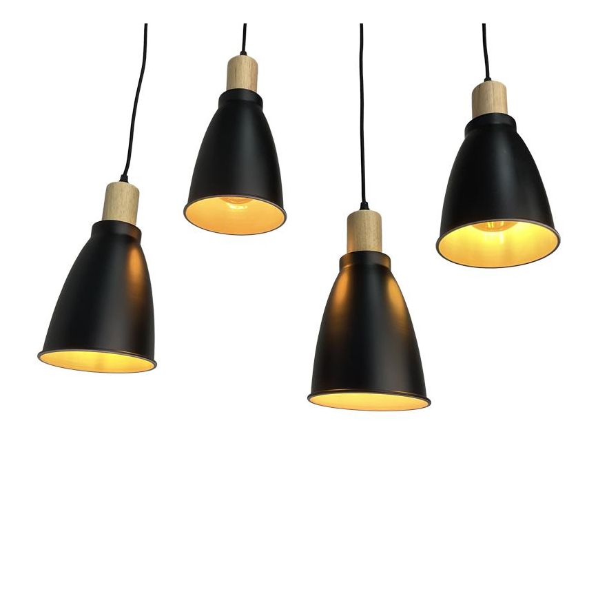 Lampadario a sospensione con filo 4xE27/60W/230V nero