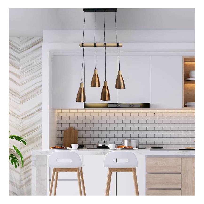 Lampadario a sospensione con filo 4xE27/60W/230V rame