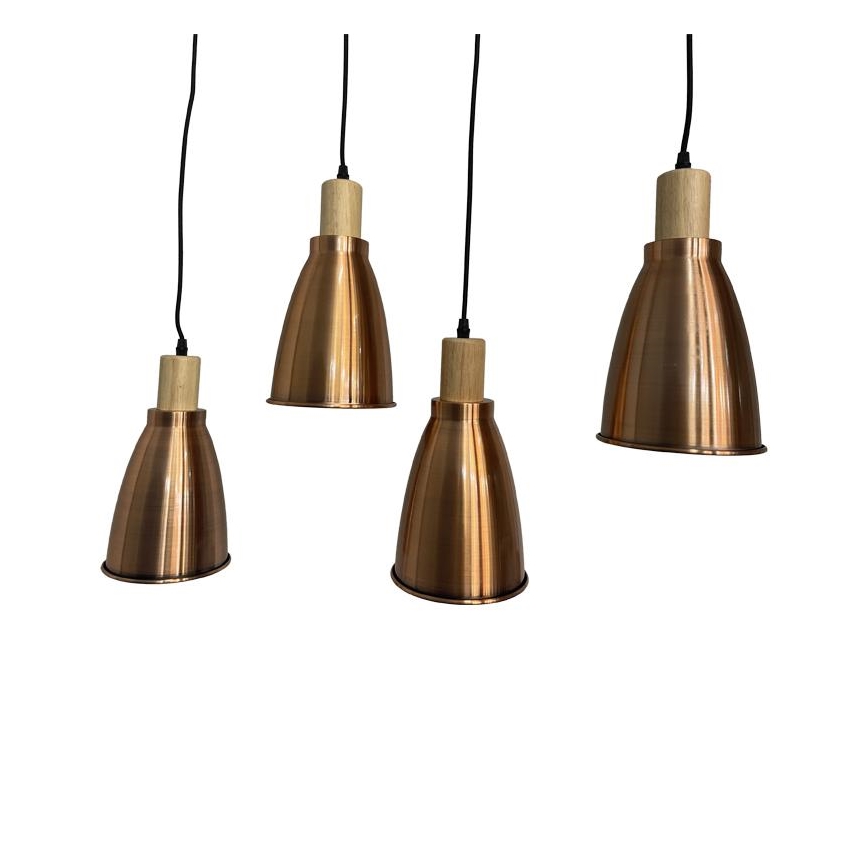 Lampadario a sospensione con filo 4xE27/60W/230V rame
