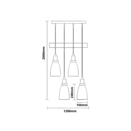 Lampadario a sospensione con filo 4xE27/60W/230V rame