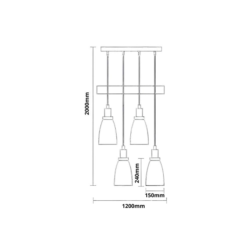 Lampadario a sospensione con filo 4xE27/60W/230V rame