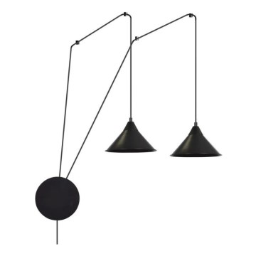 Lampadario a sospensione con filo ABRAMO 2xE27/15W/230V nero