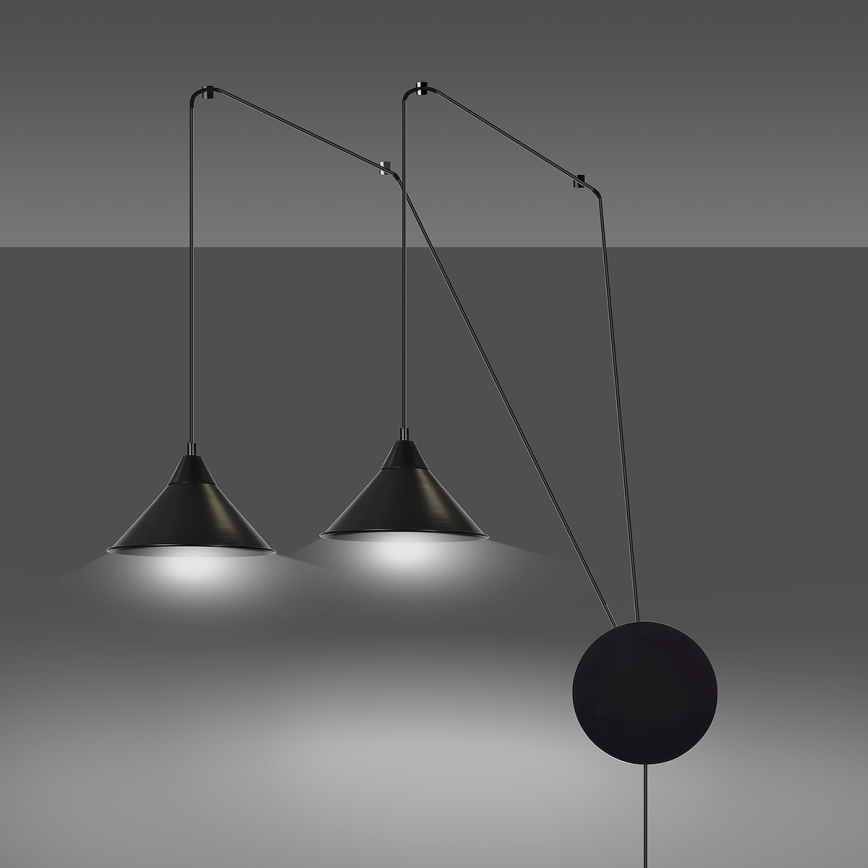 Lampadario a sospensione con filo ABRAMO 2xE27/15W/230V nero