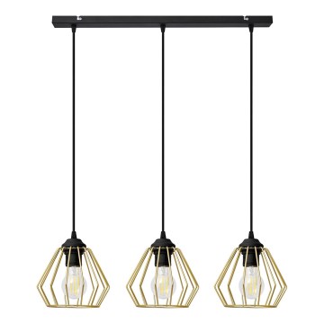 Lampadario a sospensione con filo AGAT 3xE27/15W/230V oro/nero