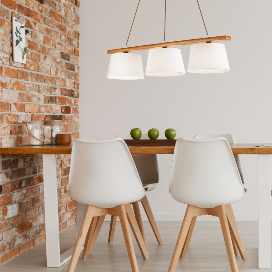 Lampadario a sospensione con filo AIDA 3xE27/60W/230V quercia