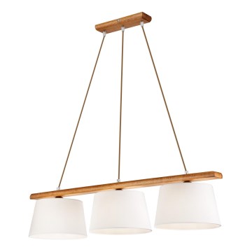 Lampadario a sospensione con filo AIDA 3xE27/60W/230V quercia