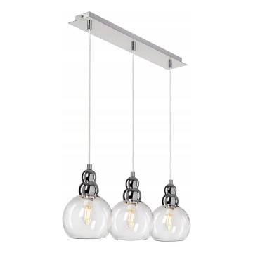 Lampadario a sospensione con filo AKSO 3xE14/40W/230V argento
