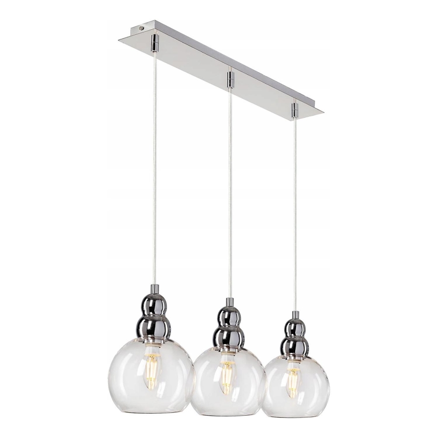 Lampadario a sospensione con filo AKSO 3xE14/40W/230V argento