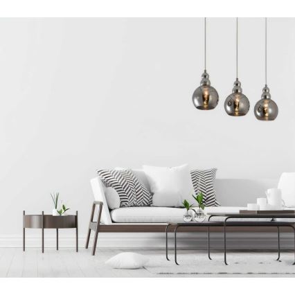 Lampadario a sospensione con filo AKSO 3xE14/40W/230V cromo opaco