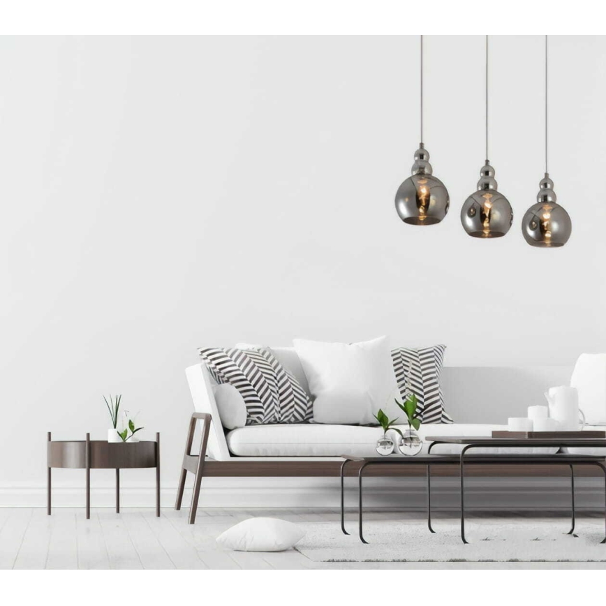 Lampadario a sospensione con filo AKSO 3xE14/40W/230V cromo opaco