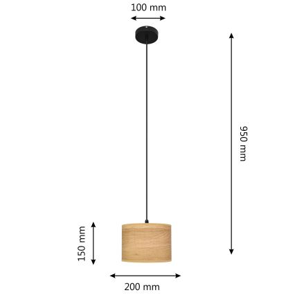 Lampadario a sospensione con filo ALBA 1xE27/15W/230V diametro 20 cm marrone/nero