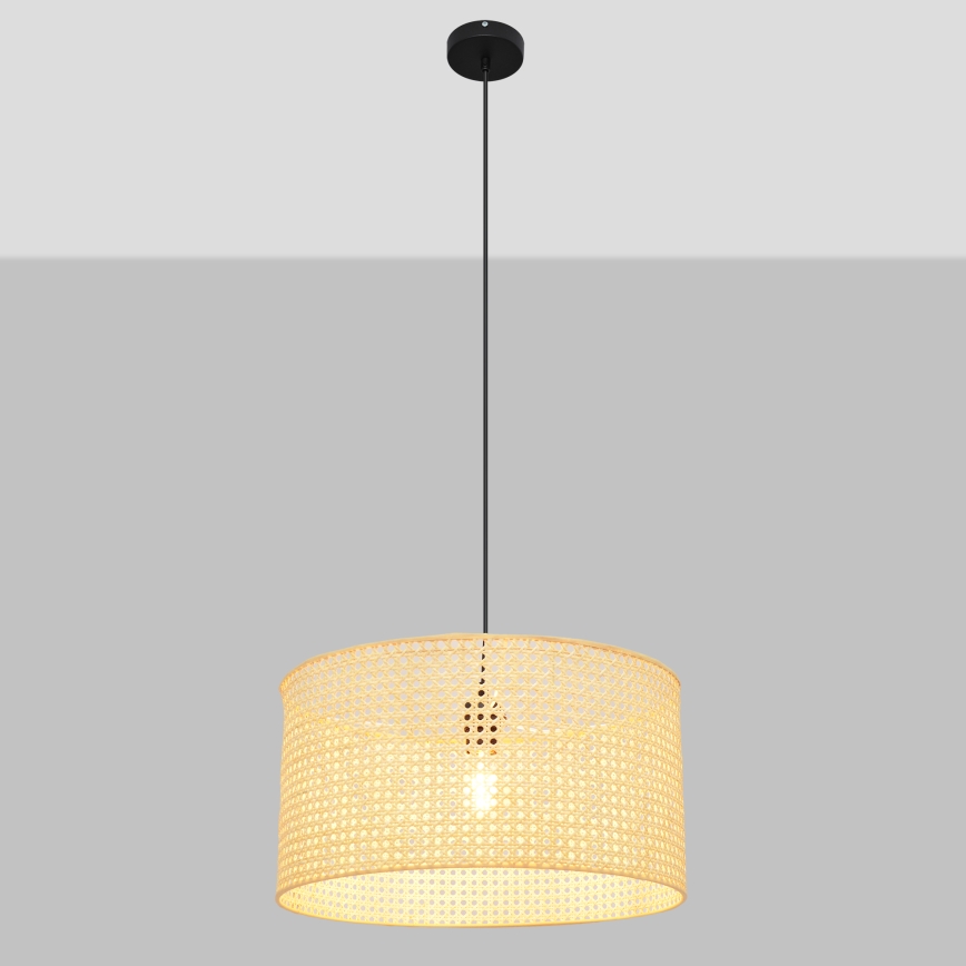 Lampadario a sospensione con filo ALBA 1xE27/15W/230V diametro 45 cm rattan/nero