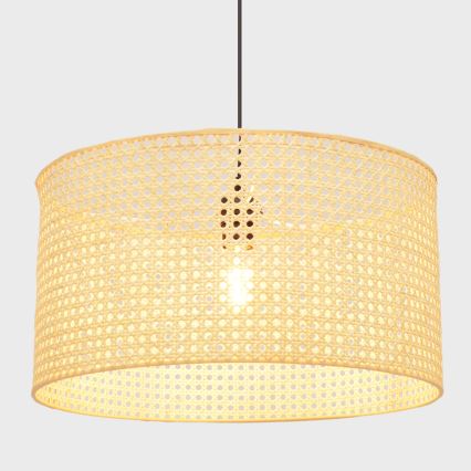 Lampadario a sospensione con filo ALBA 1xE27/15W/230V diametro 45 cm rattan/nero