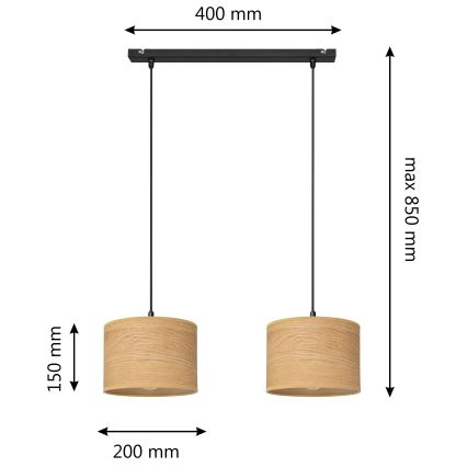 Lampadario a sospensione con filo ALBA 2xE27/15W/230V marrone/nero