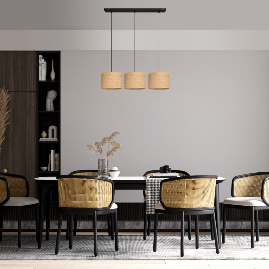 Lampadario a sospensione con filo ALBA 3xE27/15W/230V marrone/nero