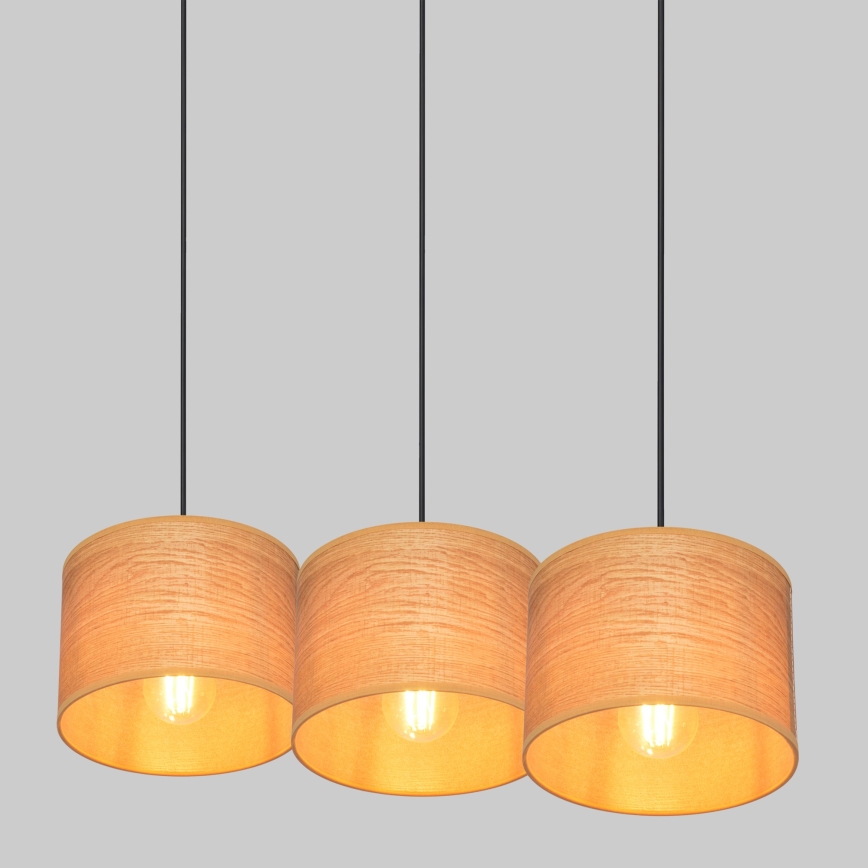 Lampadario a sospensione con filo ALBA 3xE27/15W/230V marrone/nero