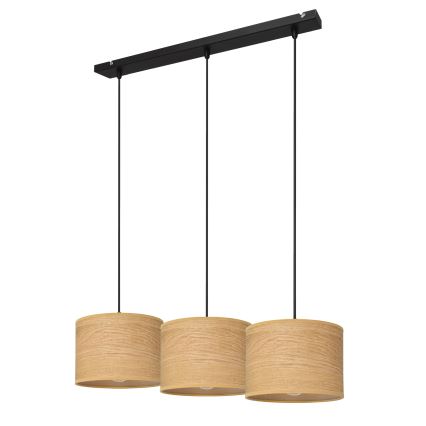 Lampadario a sospensione con filo ALBA 3xE27/15W/230V marrone/nero