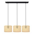 Lampadario a sospensione con filo ALBA 3xE27/15W/230V rattan/nero