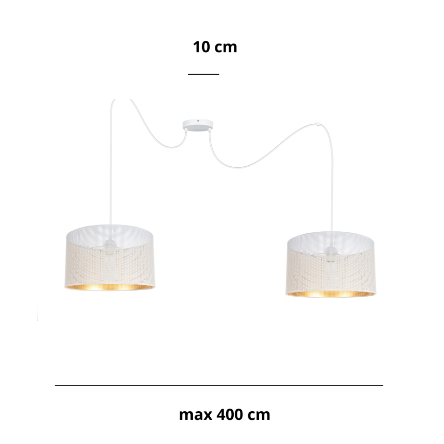 Lampadario a sospensione con filo ALDO 2xE27/60W/230V ragno bianco
