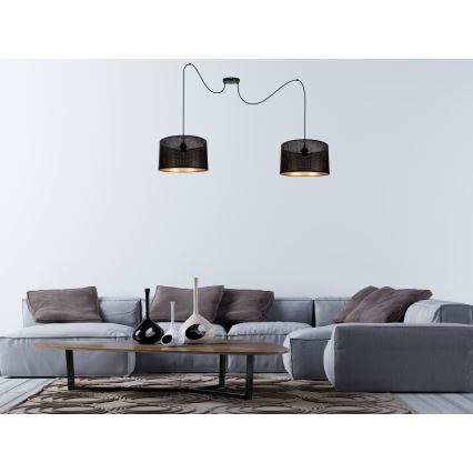 Lampadario a sospensione con filo ALDO 2xE27/60W/230V ragno nero