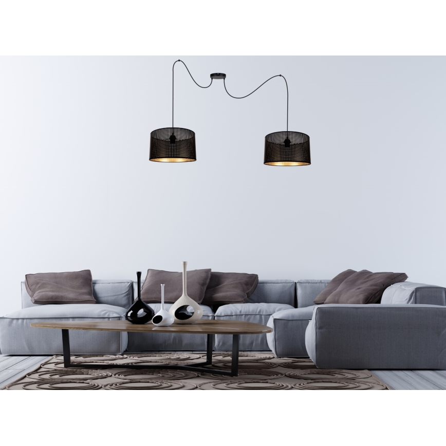 Lampadario a sospensione con filo ALDO 2xE27/60W/230V ragno nero