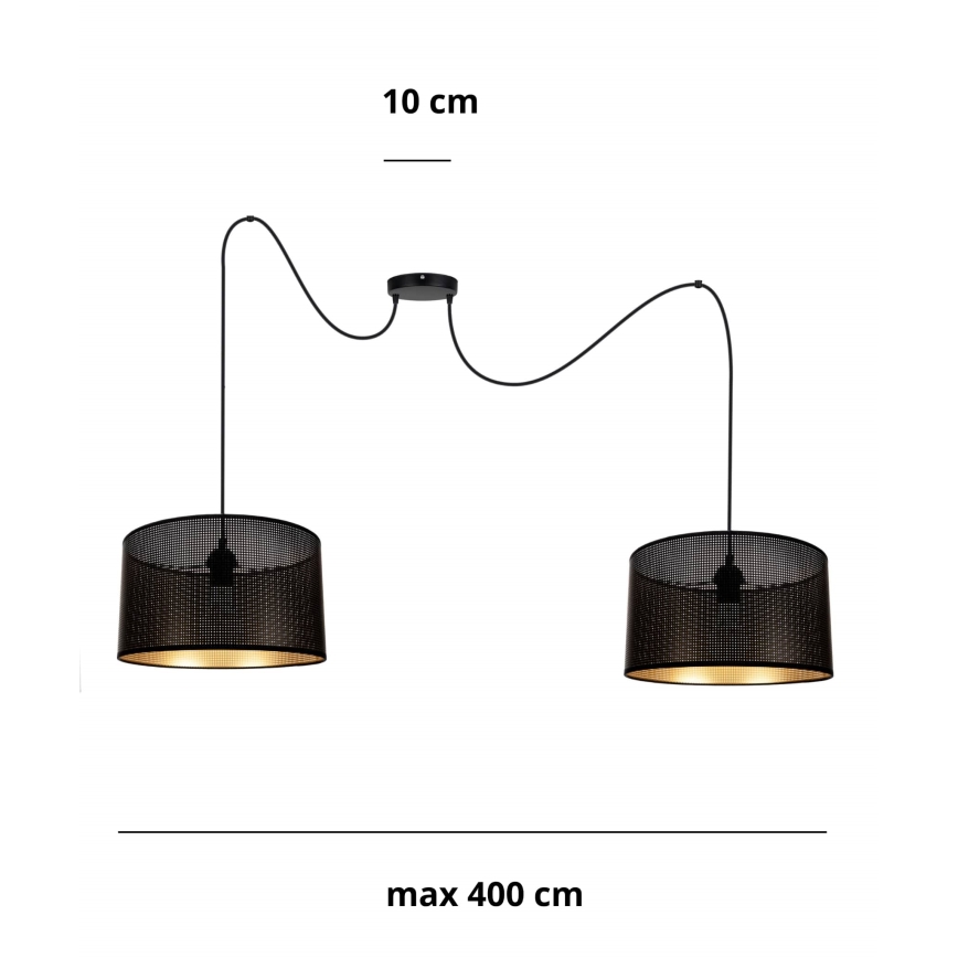 Lampadario a sospensione con filo ALDO 2xE27/60W/230V ragno nero
