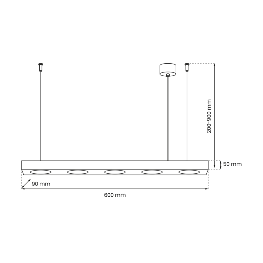 Lampadario a sospensione con filo ALEXANDER 5xGX53/12W/230V nero