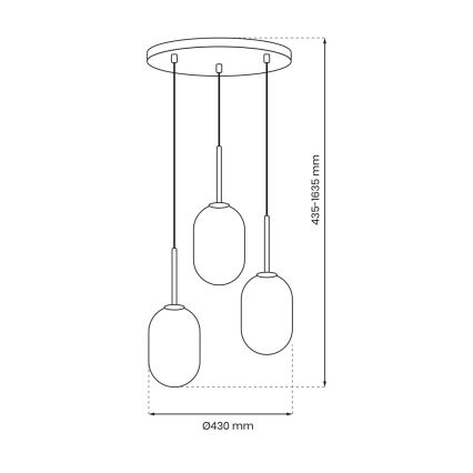 Lampadario a sospensione con filo ALIAS 3xE14/40W/230V oro