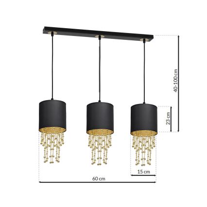 Lampadario a sospensione con filo ALMERIA 3xE27/60W/230V