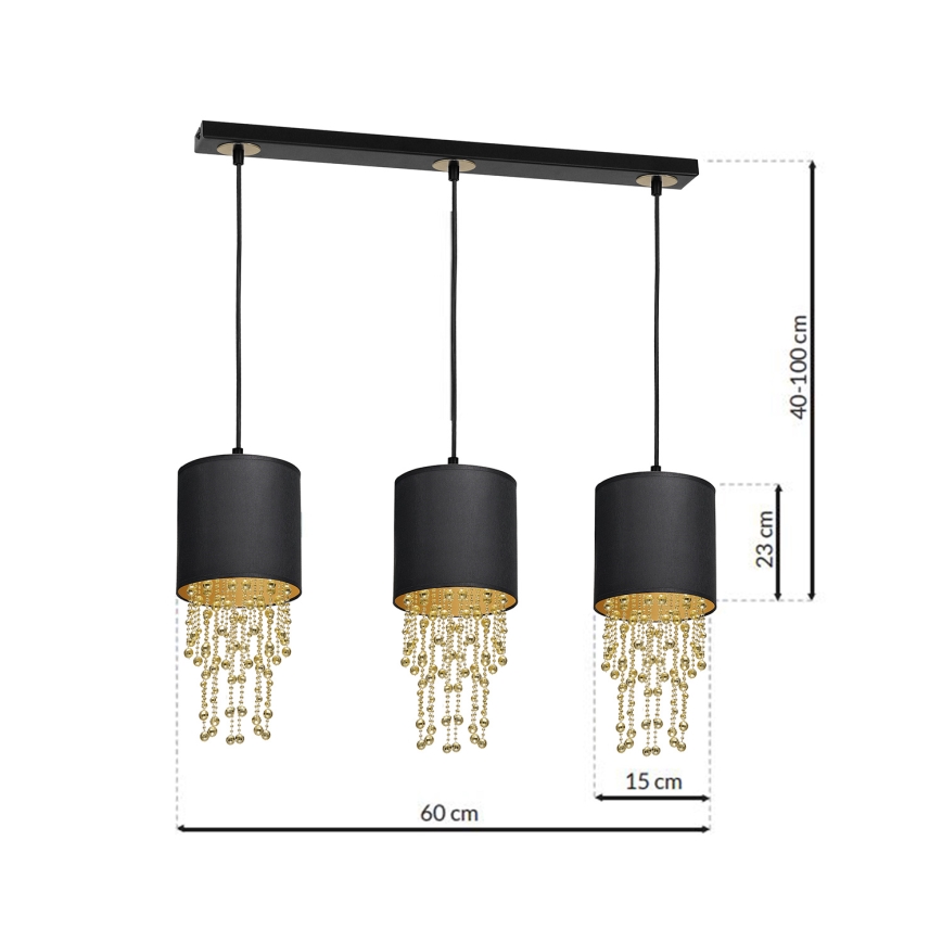 Lampadario a sospensione con filo ALMERIA 3xE27/60W/230V