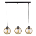 Lampadario a sospensione con filo AMBRE BLACK 3xE27/60W/230V nero/fumé marrone