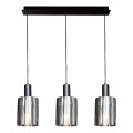 Lampadario a sospensione con filo ARCADIA 3xE27/60W/230V nero/fumé