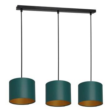 Lampadario a sospensione con filo ARDEN 3xE27/60W/230V verde/oro