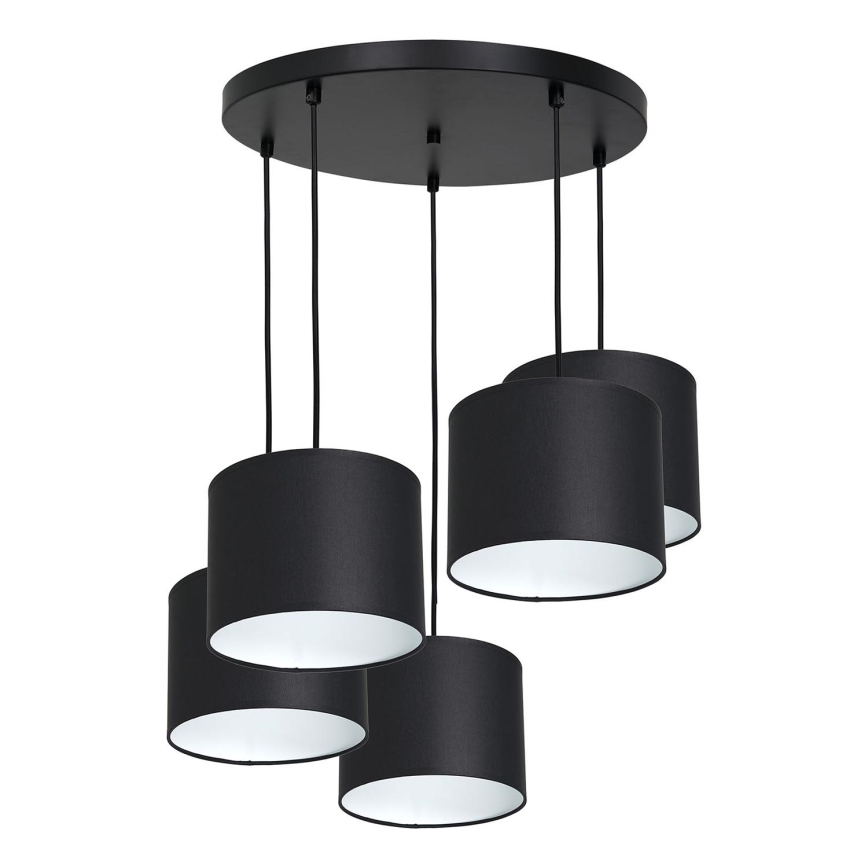 Lampadario a sospensione con filo ARDEN 5xE27/60W/230V nero/bianco