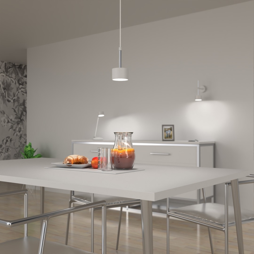 Lampadario a sospensione con filo ARENA 1xGX53/11W/230V bianco/cromo lucido